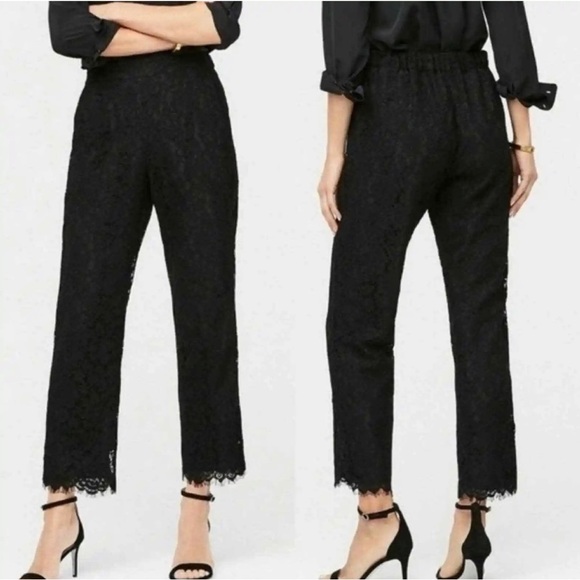 J. Crew Womens Pants Black Lace Pull On Easy Pants F8766 Size 0 - Picture 1 of 5